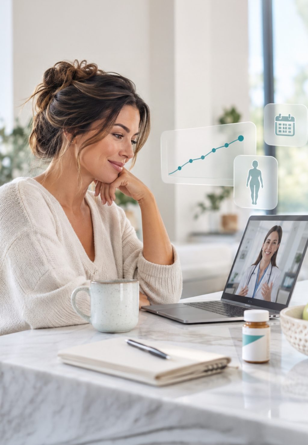 Woman consulting doctor in video consultation